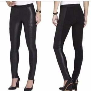 BCBGMAXAZRIA Wilcox Black Faux Leather Cargo Paneled Leggings Size‎ S